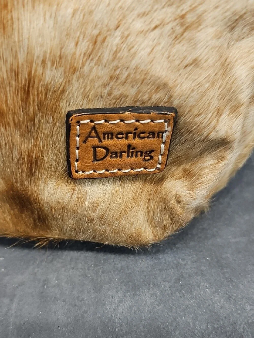 American Darling Cowhide Leather Wristlet Makeup Bag Brindle Western Cowgirl